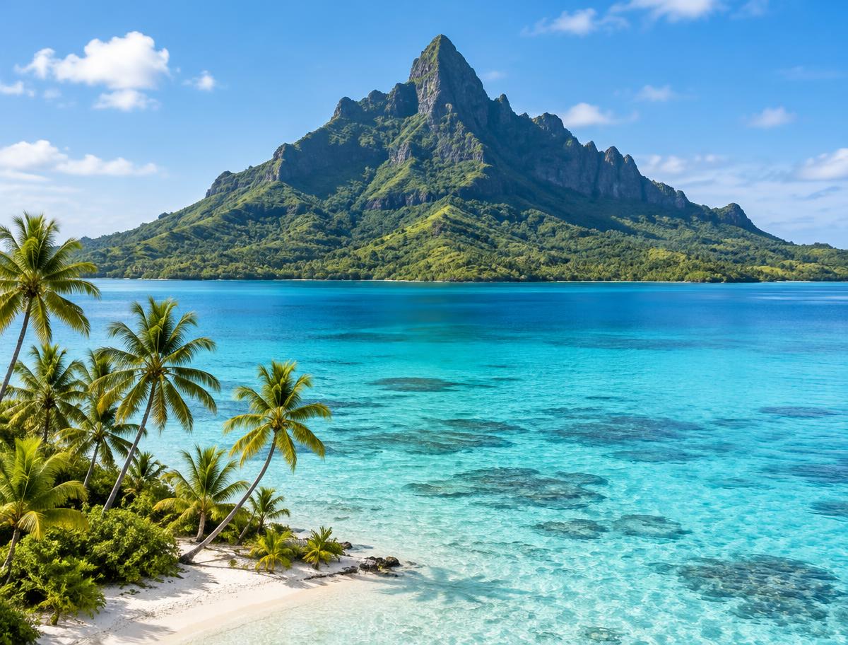 Illustrative destination scene for Bora Bora, French Polynesia; not a photograph of a listed property