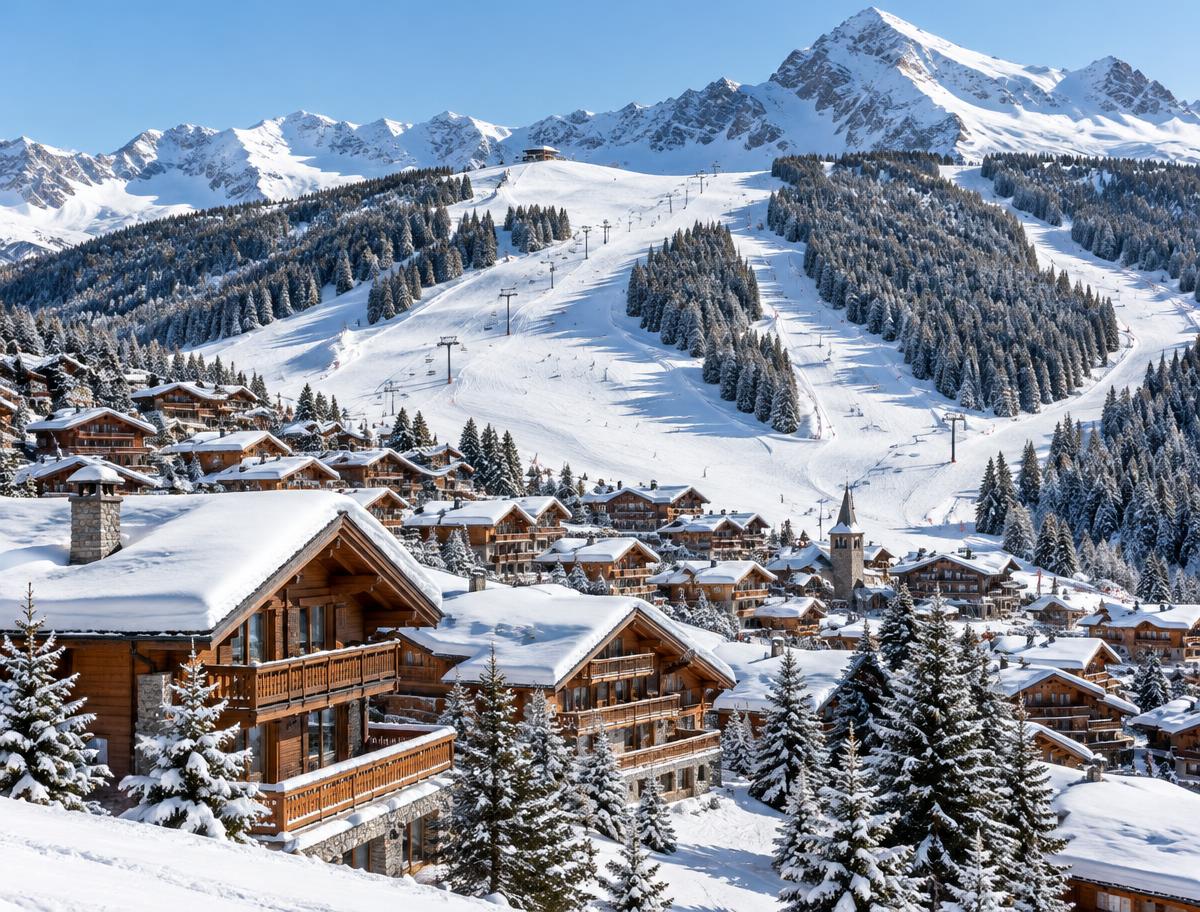 Illustrative destination scene for Courchevel 1850, France; not a photograph of a listed property