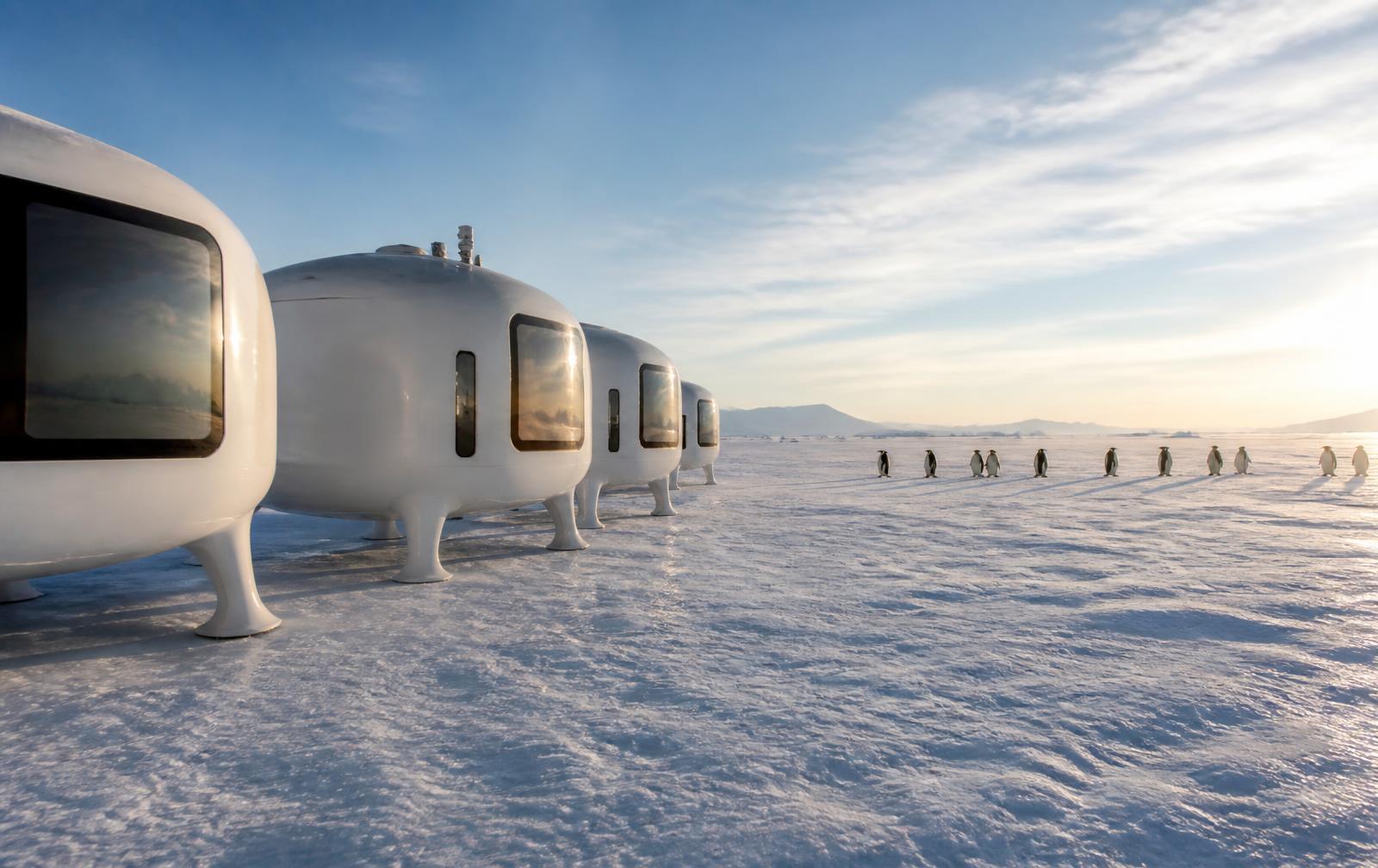 An expedition vessel among ice in high southern latitudes